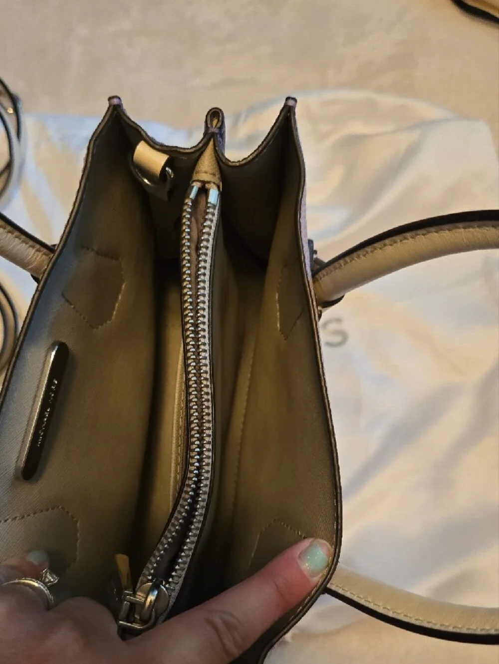 Michael Kors Lavender Leather Satchel with Cream Handles and Dark Trim